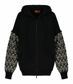 Vente flash 🥰 MISSONI Gilet Capuche Zip Coton Noir 🛒