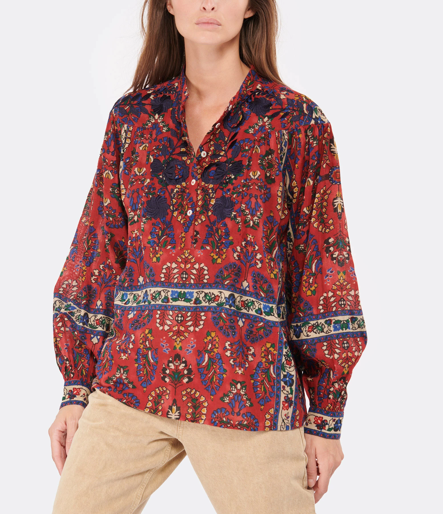 Sortie 🥰 ANTIK BATIK Blouse Tamir Coton Rouge ✔️ 2 Sortie 🥰 ANTIK BATIK Blouse Tamir Coton Rouge ✔️ – Image 2