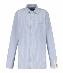 Nouveau 😀 GOLDEN GOOSE Chemise Golden Homme Coton Rayures Bleu 🧨