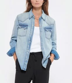 De gros ⌛ RE/DONE Chemise 50s Sawtooth Western Denim Heritage Light 😉 -BOUTIQUE MARGAUX LONNBERG unnamed file 2686