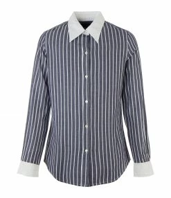 Meilleur prix 😀 NILI LOTAN Chemise Hailey Coton Rayures Navy 💯