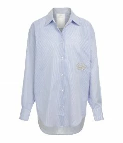 Promo ⌛ LES FÉLICITÉS Chemise Coton Bleu Avec Pierres De Protection 🔥