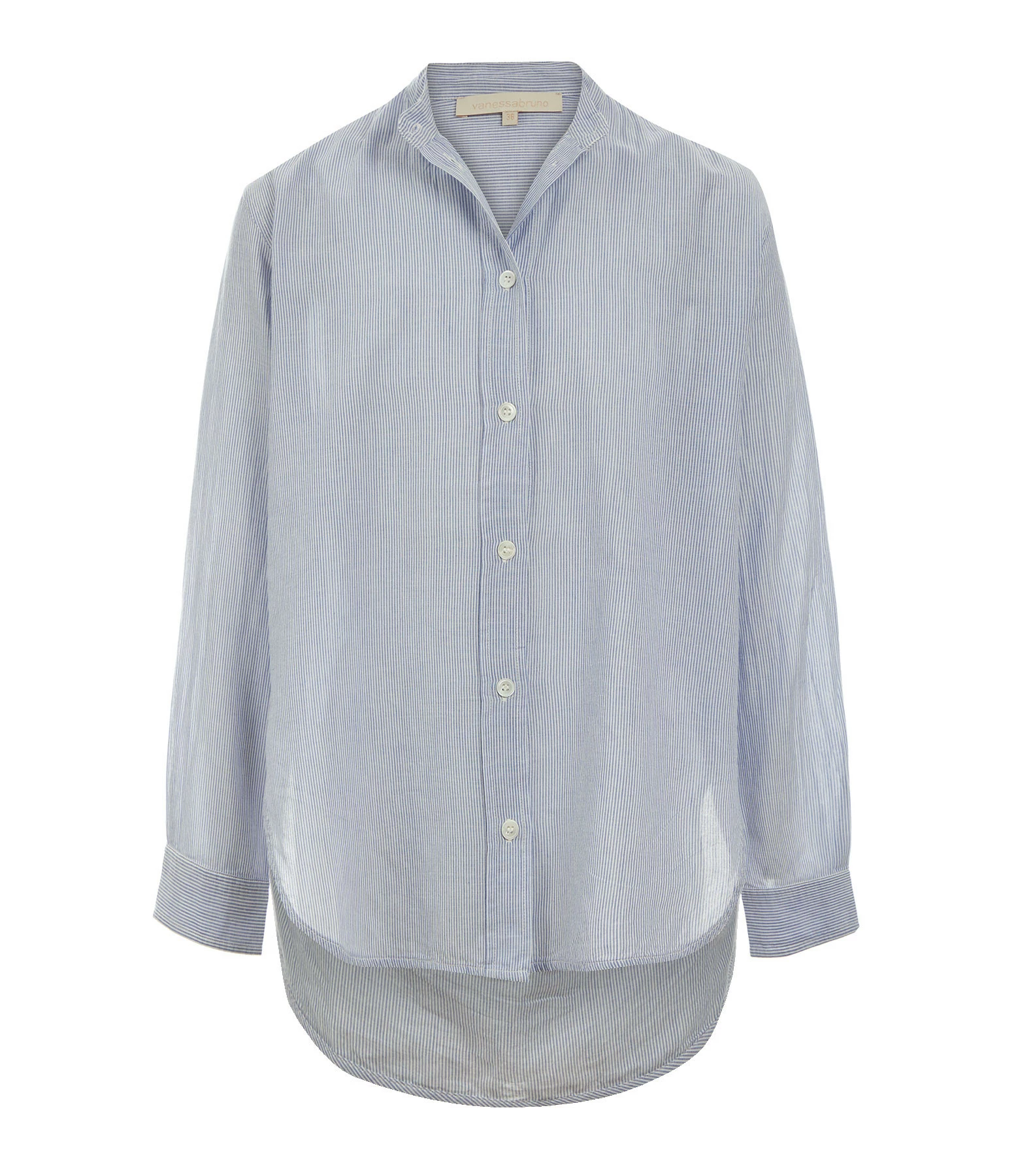 Sortie 🔥 VANESSA BRUNO Chemise Lidiane Coton Rayures Bleu 👍 1 Sortie 🔥 VANESSA BRUNO Chemise Lidiane Coton Rayures Bleu 👍