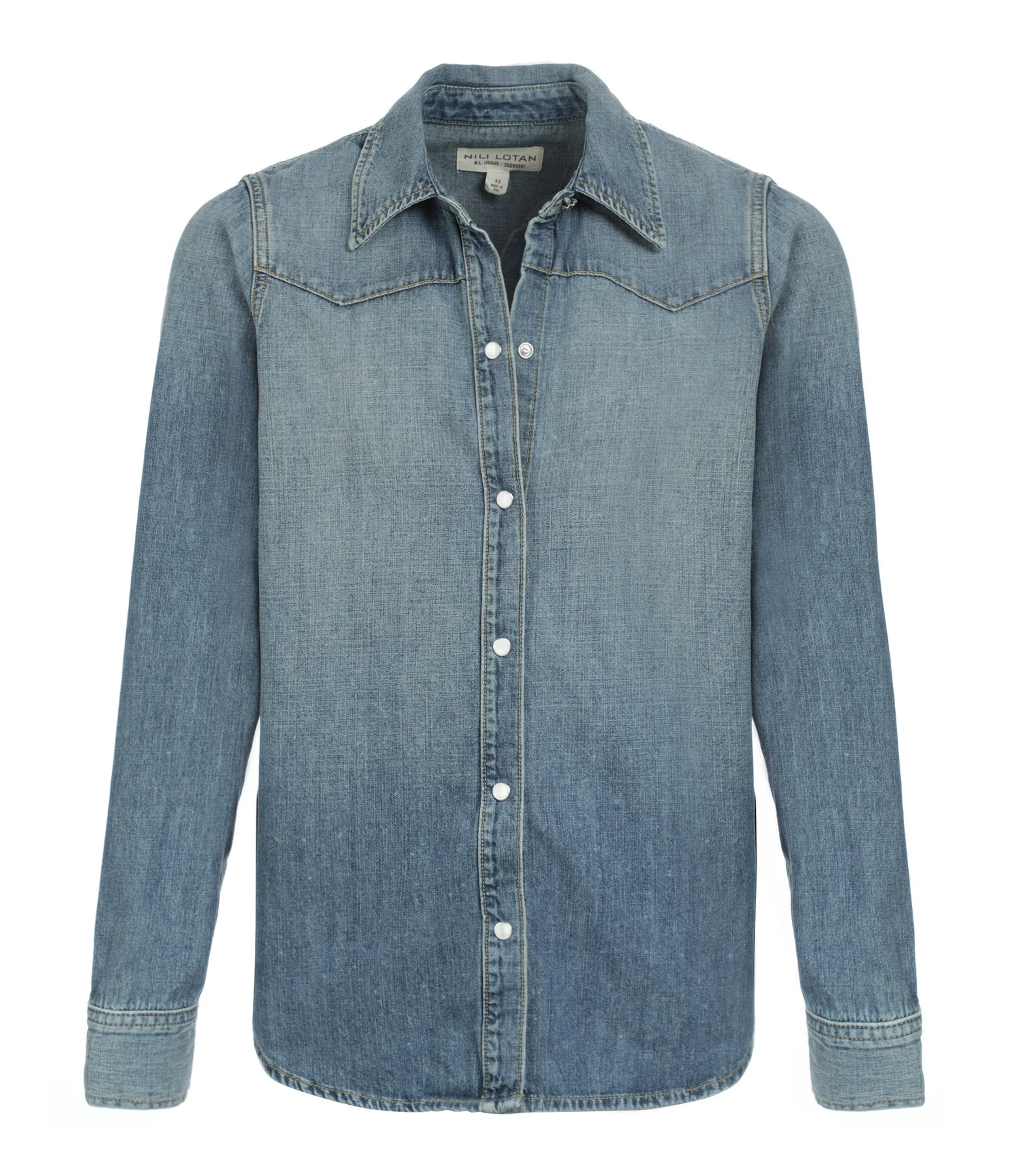 Bon marché ???? NILI LOTAN Chemise Claire Coton Bleu Délavé ???? 1 Bon marché ???? NILI LOTAN Chemise Claire Coton Bleu Délavé ????