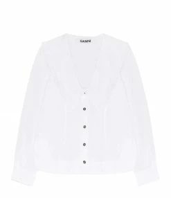 Bon marché 🤩 GANNI Top Coton Popeline Blanc 👏