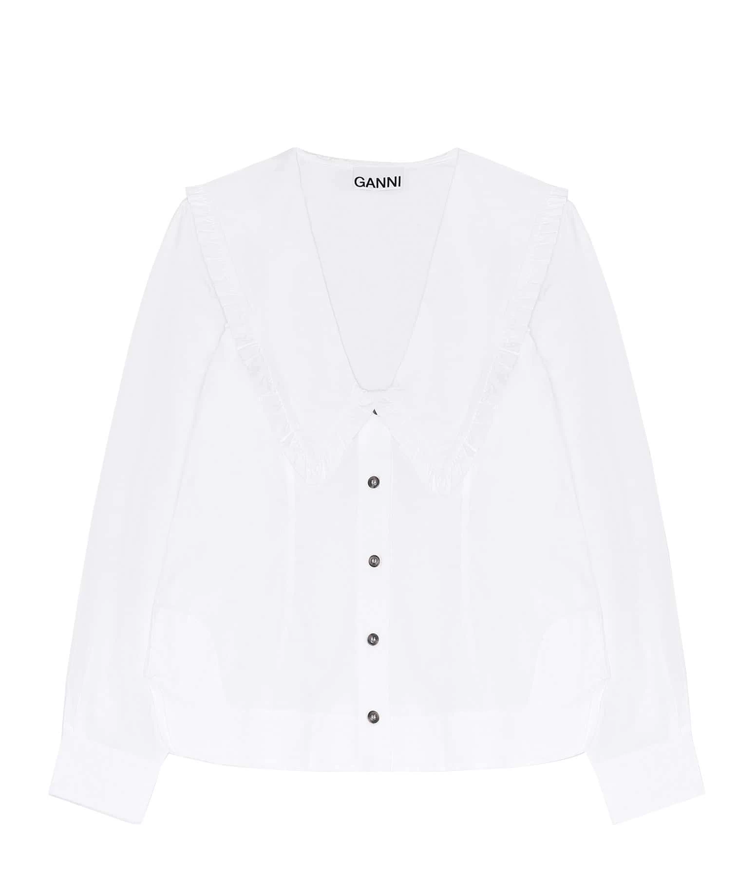 Bon marché ???? GANNI Top Coton Popeline Blanc ???? 1 Bon marché ???? GANNI Top Coton Popeline Blanc ????