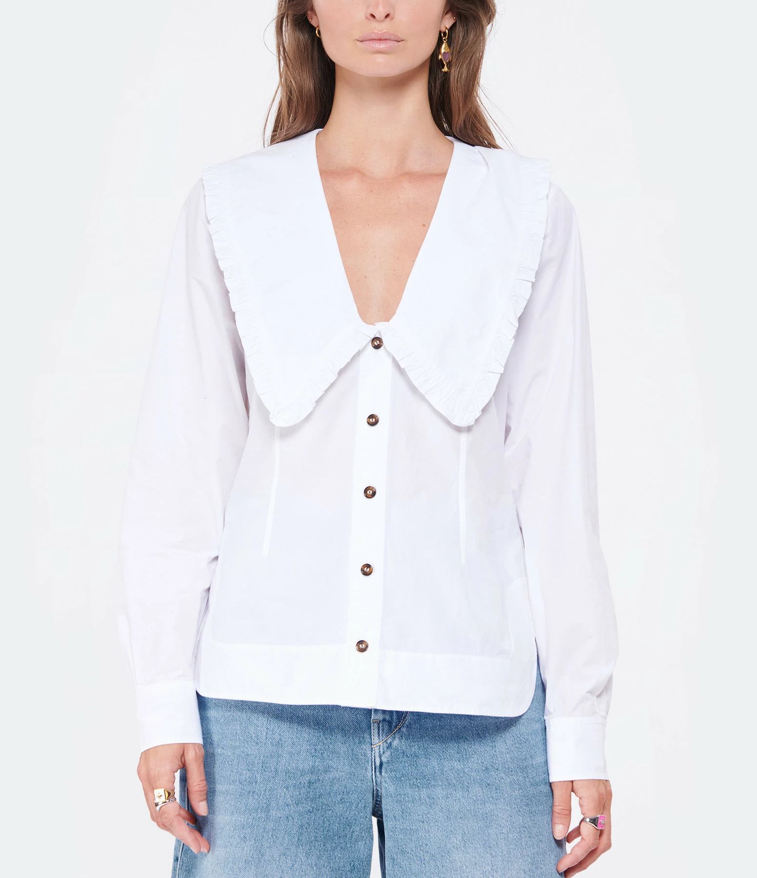 Bon marché ???? GANNI Top Coton Popeline Blanc ???? 2 Bon marché ???? GANNI Top Coton Popeline Blanc ???? – Image 2