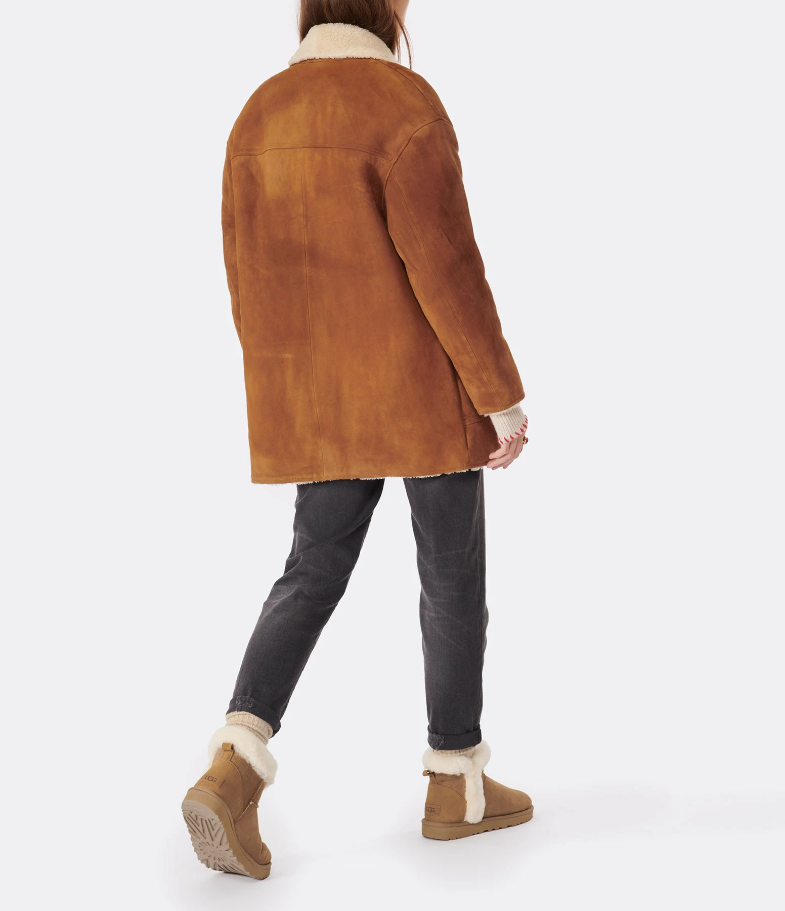 Vente flash 😍 MAISON STANDARDS Manteau Chrissy Cuir Suédé Marron 👏 4 Vente flash 😍 MAISON STANDARDS Manteau Chrissy Cuir Suédé Marron 👏 – Image 4