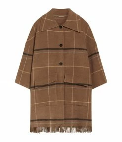 Budget ⭐ CLOSED Manteau Poncho Laine Motifs Noir Chocolat ⌛