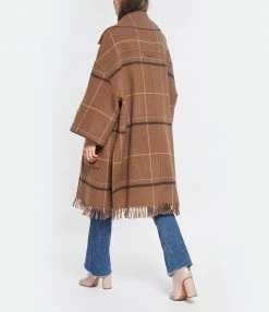 Budget ⭐ CLOSED Manteau Poncho Laine Motifs Noir Chocolat ⌛ -BOUTIQUE MARGAUX LONNBERG unnamed file 2866