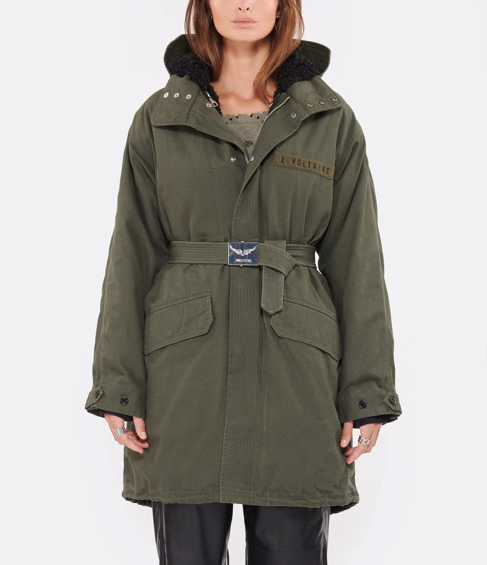 Budget ⌛ ZADIG & VOLTAIRE Manteau Kiwi Canvas Coton Kaki 👏 2 Budget ⌛ ZADIG & VOLTAIRE Manteau Kiwi Canvas Coton Kaki 👏 – Image 2
