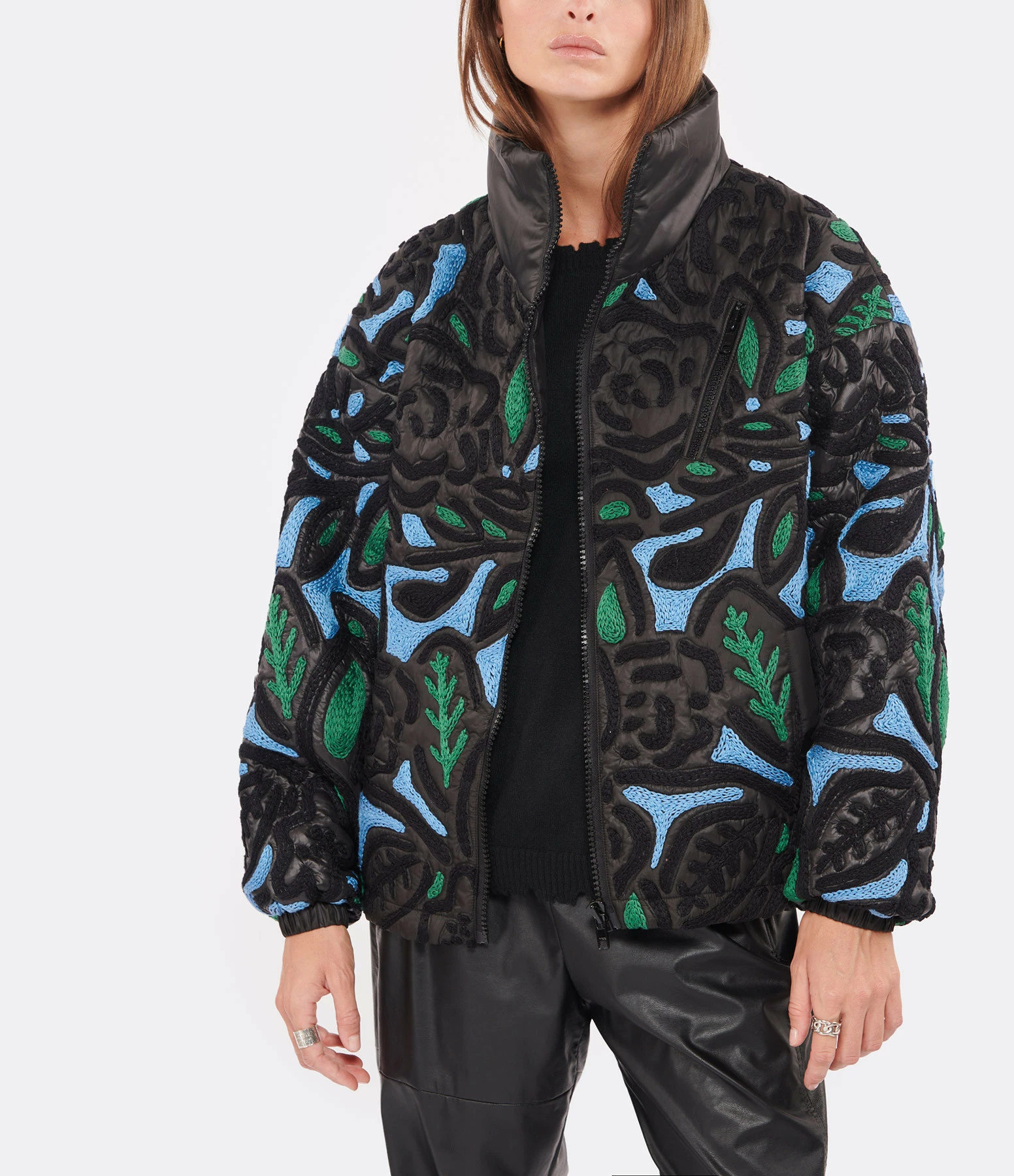 Tout neuf 😉 MII Doudoune Dora Broderie Imprimé Fleur Bleu 🥰 2 Tout neuf 😉 MII Doudoune Dora Broderie Imprimé Fleur Bleu 🥰 – Image 2