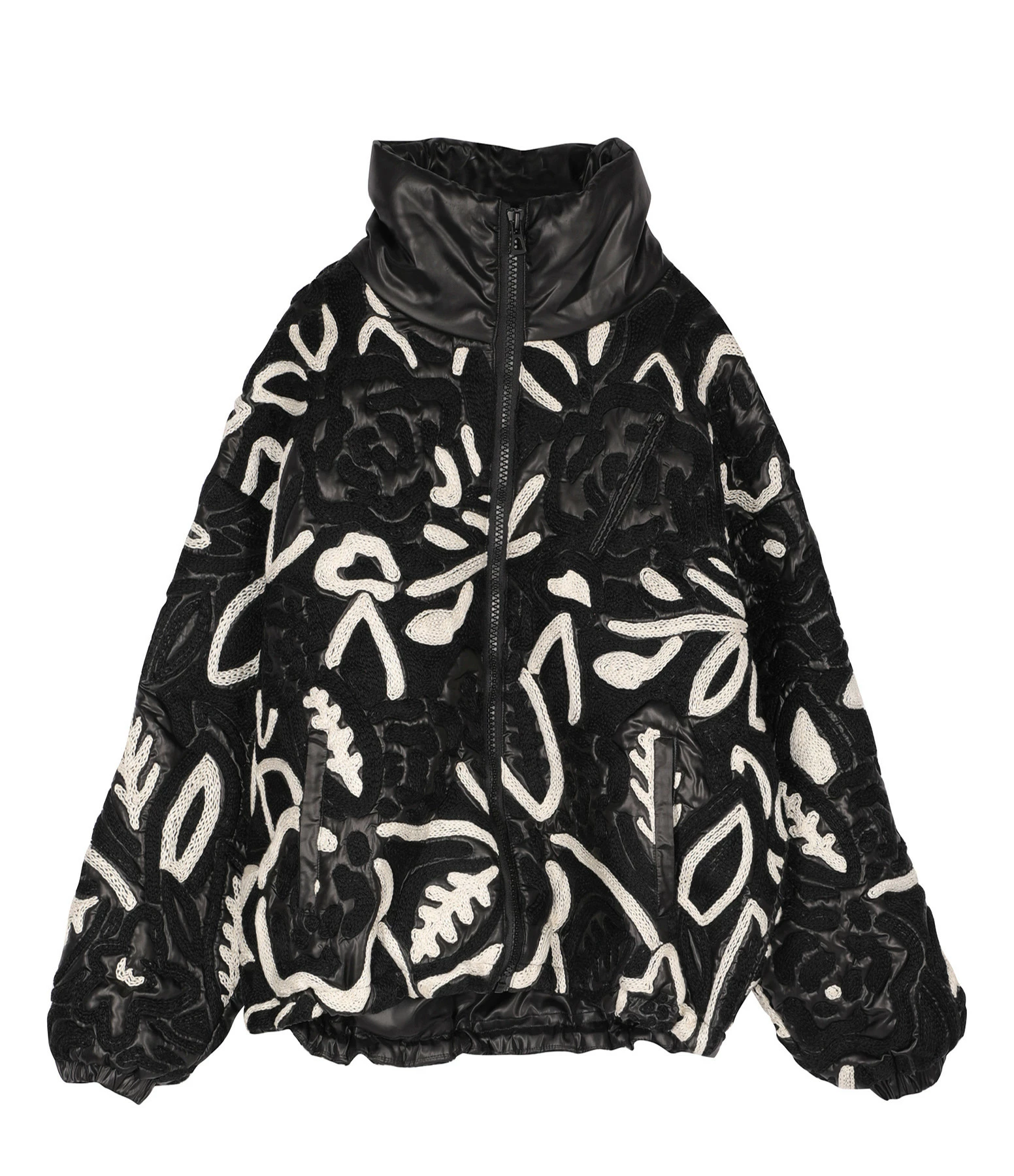 Meilleure vente ???? MII Doudoune Dora Broderie Imprimé Fleur Noir Blanc ❤️ 1 Meilleure vente ???? MII Doudoune Dora Broderie Imprimé Fleur Noir Blanc ❤️