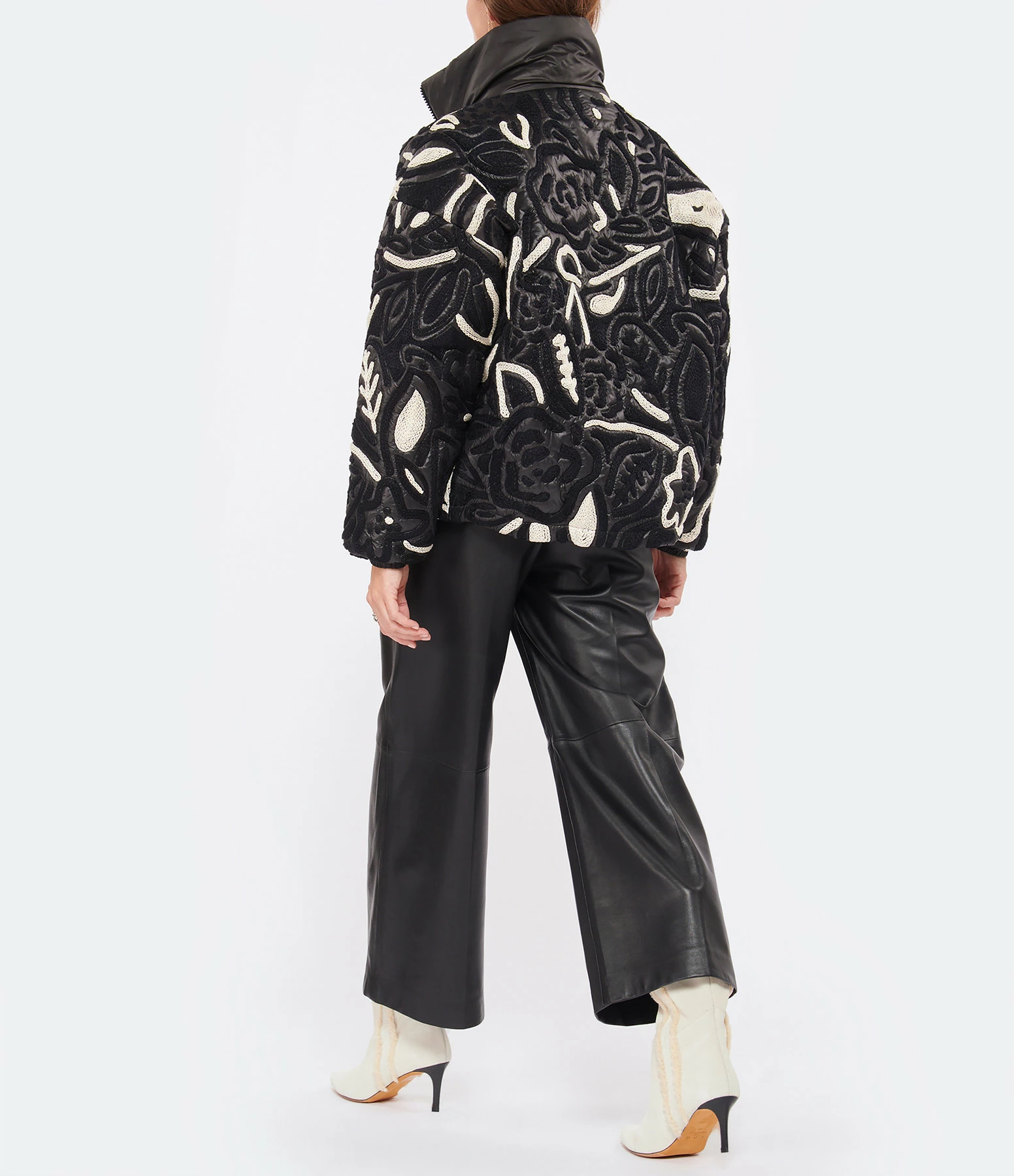 Meilleure vente ???? MII Doudoune Dora Broderie Imprimé Fleur Noir Blanc ❤️ 4 Meilleure vente ???? MII Doudoune Dora Broderie Imprimé Fleur Noir Blanc ❤️ – Image 4