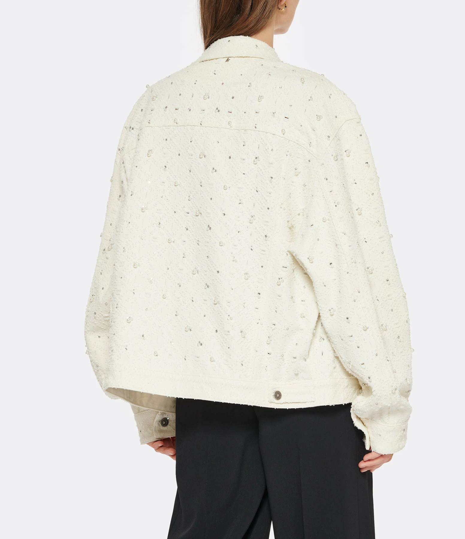 Tout neuf 🎁 GOLDEN GOOSE Veste Journey Cristaux Coton Denim Écru 🎉 5 Tout neuf 🎁 GOLDEN GOOSE Veste Journey Cristaux Coton Denim Écru 🎉 – Image 5