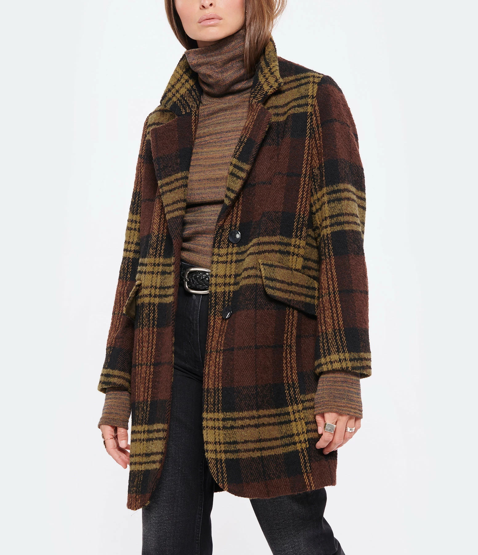 Meilleure vente 🧨 MOMONI Manteau Pomerania Carreaux Laine Marron 👍 2 Meilleure vente 🧨 MOMONI Manteau Pomerania Carreaux Laine Marron 👍 – Image 2