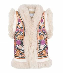 Offres ⭐ ANTIK BATIK Gilet Jimmy Coton Crème Multicolore 👏
