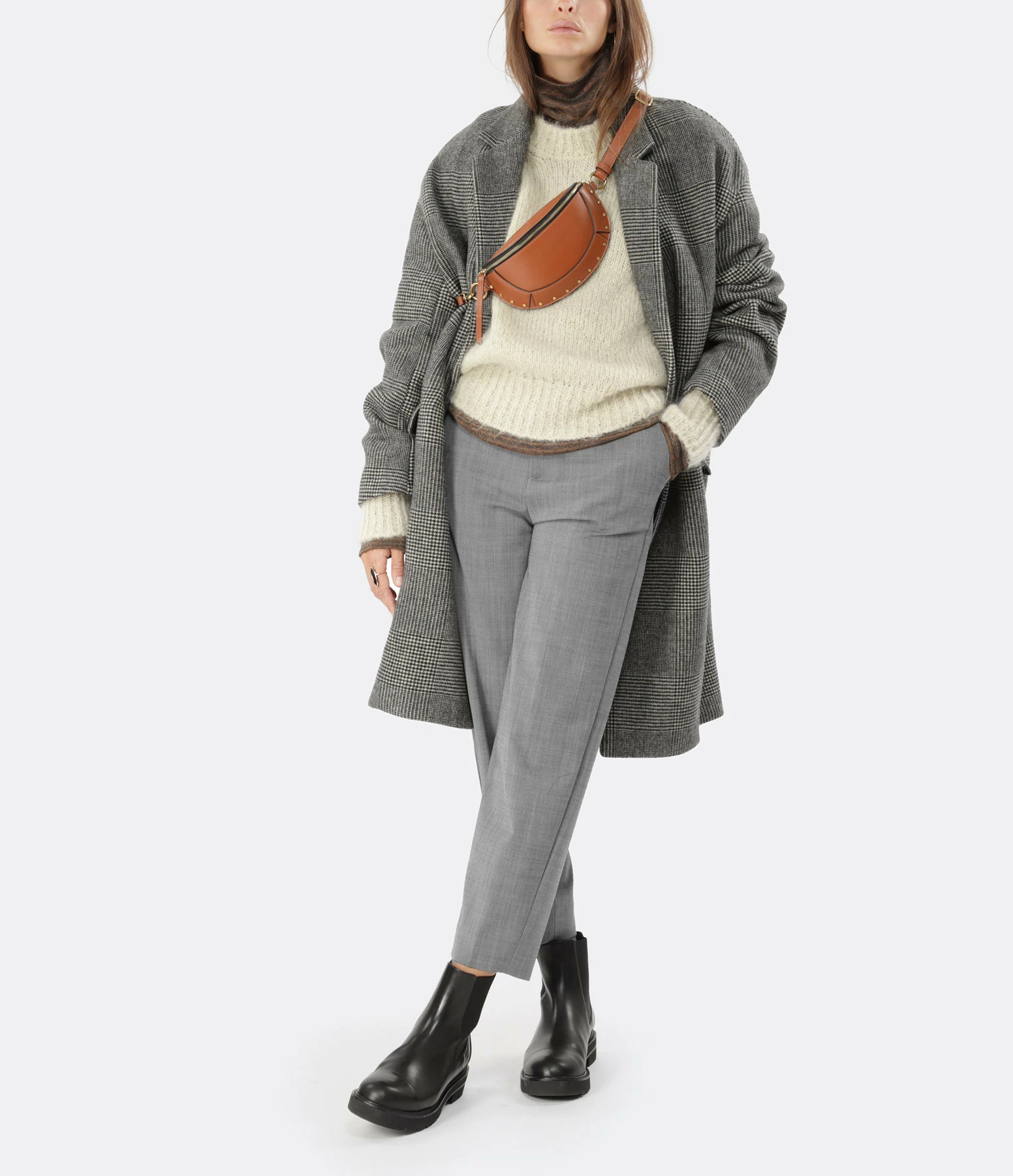 Meilleure vente ???? ISABEL MARANT Manteau Efegozi Laine Noir Écru ???? 5 Meilleure vente ???? ISABEL MARANT Manteau Efegozi Laine Noir Écru ???? – Image 5