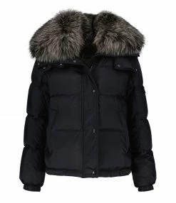 De gros 👏 YVES SALOMON Doudoune Courte Renard Noir 🔔