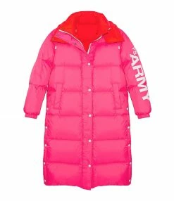 Nouveau 🔔 YVES SALOMON Doudoune Longue Réversible Rouge Rose 🥰