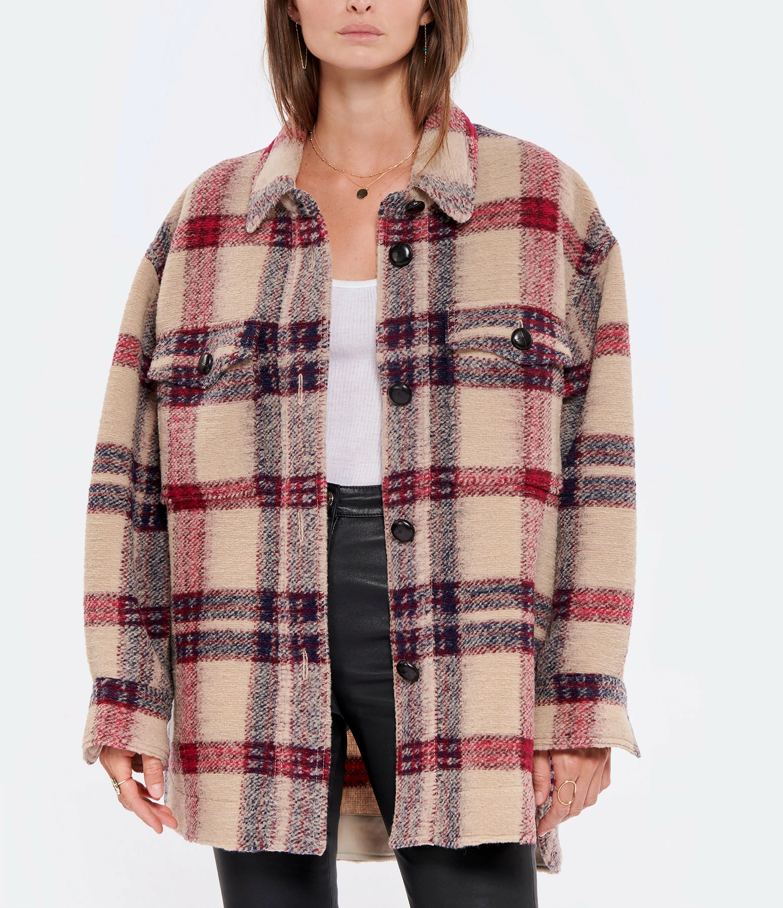 Grosses soldes ???? ISABEL MARANT ÉTOILE Manteau Harveli Laine Bordeaux Écru ???? 2 Grosses soldes ???? ISABEL MARANT ÉTOILE Manteau Harveli Laine Bordeaux Écru ???? – Image 2