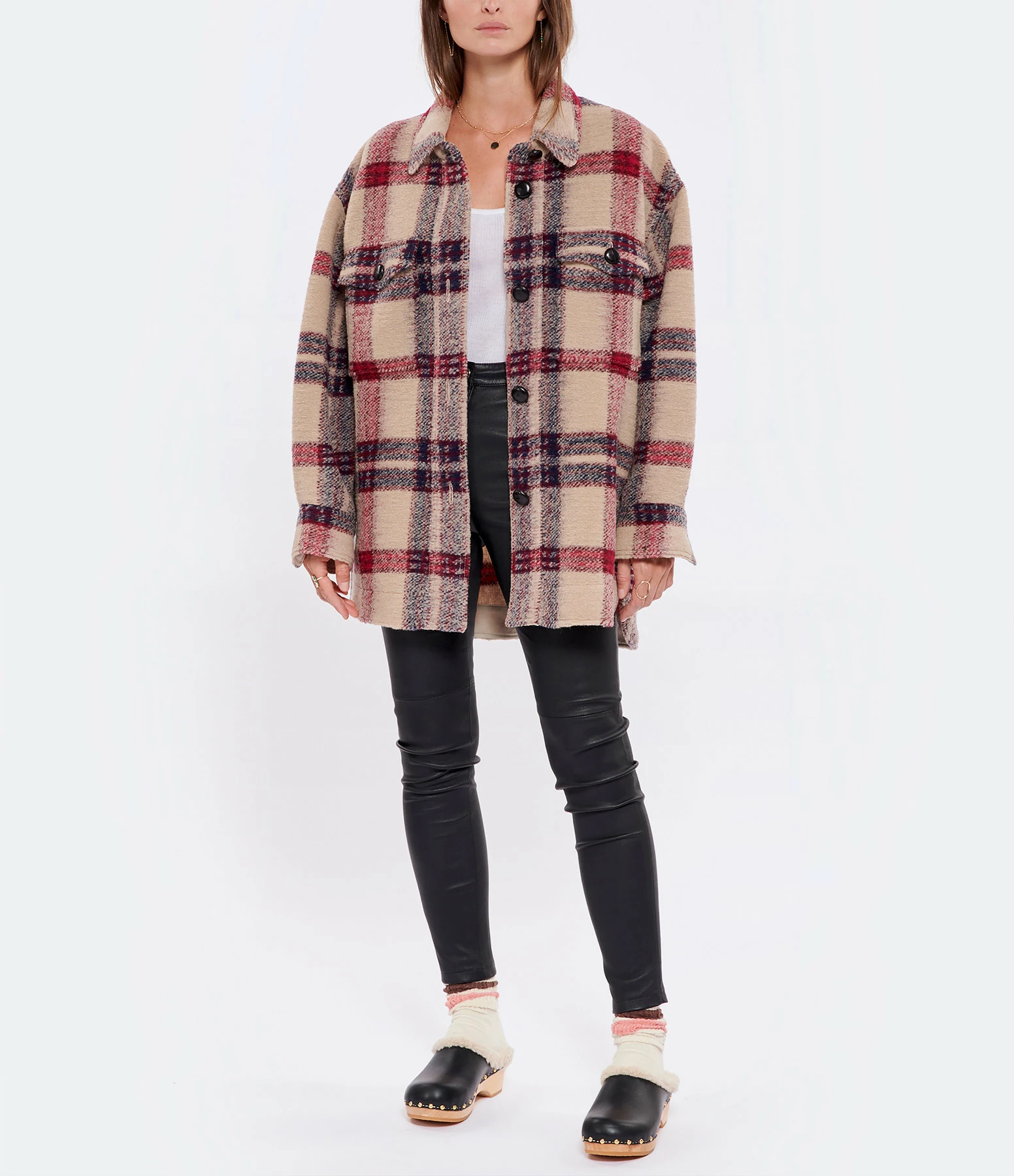 Grosses soldes ???? ISABEL MARANT ÉTOILE Manteau Harveli Laine Bordeaux Écru ???? 3 Grosses soldes ???? ISABEL MARANT ÉTOILE Manteau Harveli Laine Bordeaux Écru ???? – Image 3