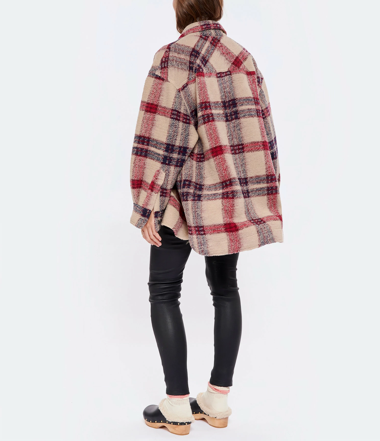 Grosses soldes ???? ISABEL MARANT ÉTOILE Manteau Harveli Laine Bordeaux Écru ???? 4 Grosses soldes ???? ISABEL MARANT ÉTOILE Manteau Harveli Laine Bordeaux Écru ???? – Image 4