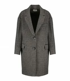 Meilleure vente 🤩 ISABEL MARANT ÉTOILE Manteau Limiza Laine Organique Écru Noir 🎁