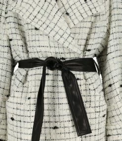 Alternative view of Promo ???? IRO Manteau Derek Ceinture Cuir Écru Noir ⭐