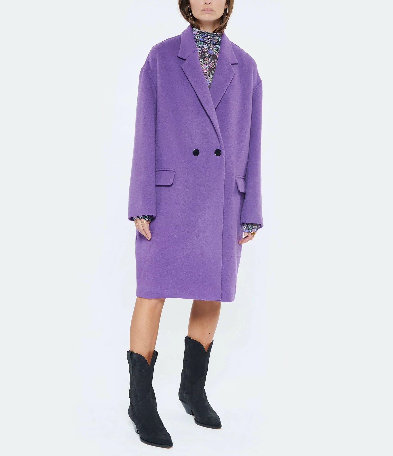 Nouveau ???? ISABEL MARANT Manteau Efegozi Laine Ultra Violet ???? 4 Nouveau ???? ISABEL MARANT Manteau Efegozi Laine Ultra Violet ???? – Image 4
