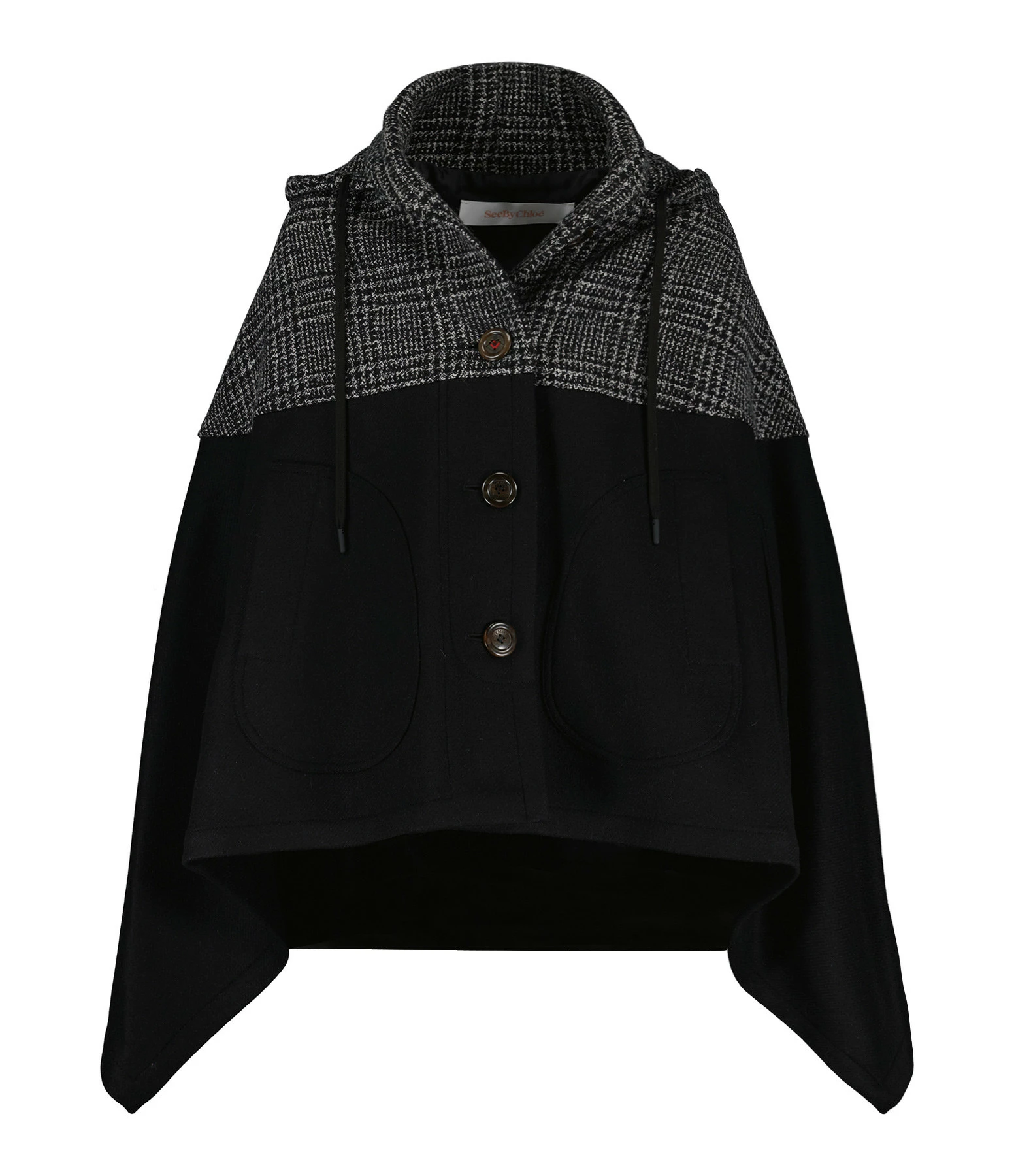 Meilleure affaire ???? SEE BY CHLOE Manteau Laine Noir Gris ???? 1 Meilleure affaire ???? SEE BY CHLOE Manteau Laine Noir Gris ????