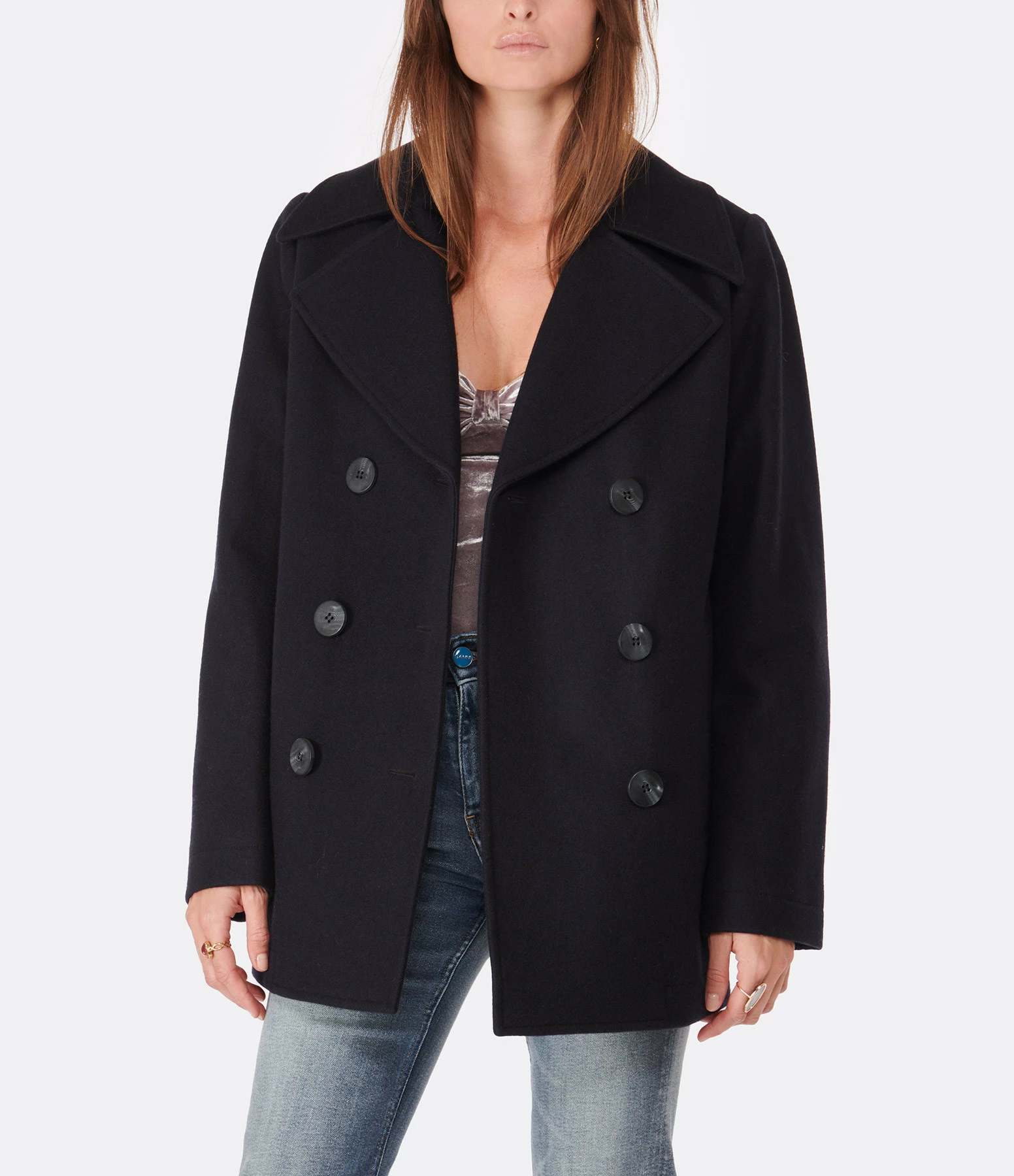 Meilleur prix ???? MAISON STANDARDS Caban Edith Bleu Navy ???? 2 Meilleur prix ???? MAISON STANDARDS Caban Edith Bleu Navy ???? – Image 2