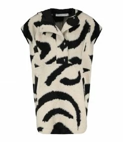 Sortie ⌛ IRO Manteau Sans Manches Morri Noir Blanc ⭐