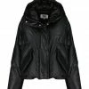 Vente flash 😍 MM6 MAISON MARGIELA Doudoune Matelassée Simili Cuir Noir 🌟