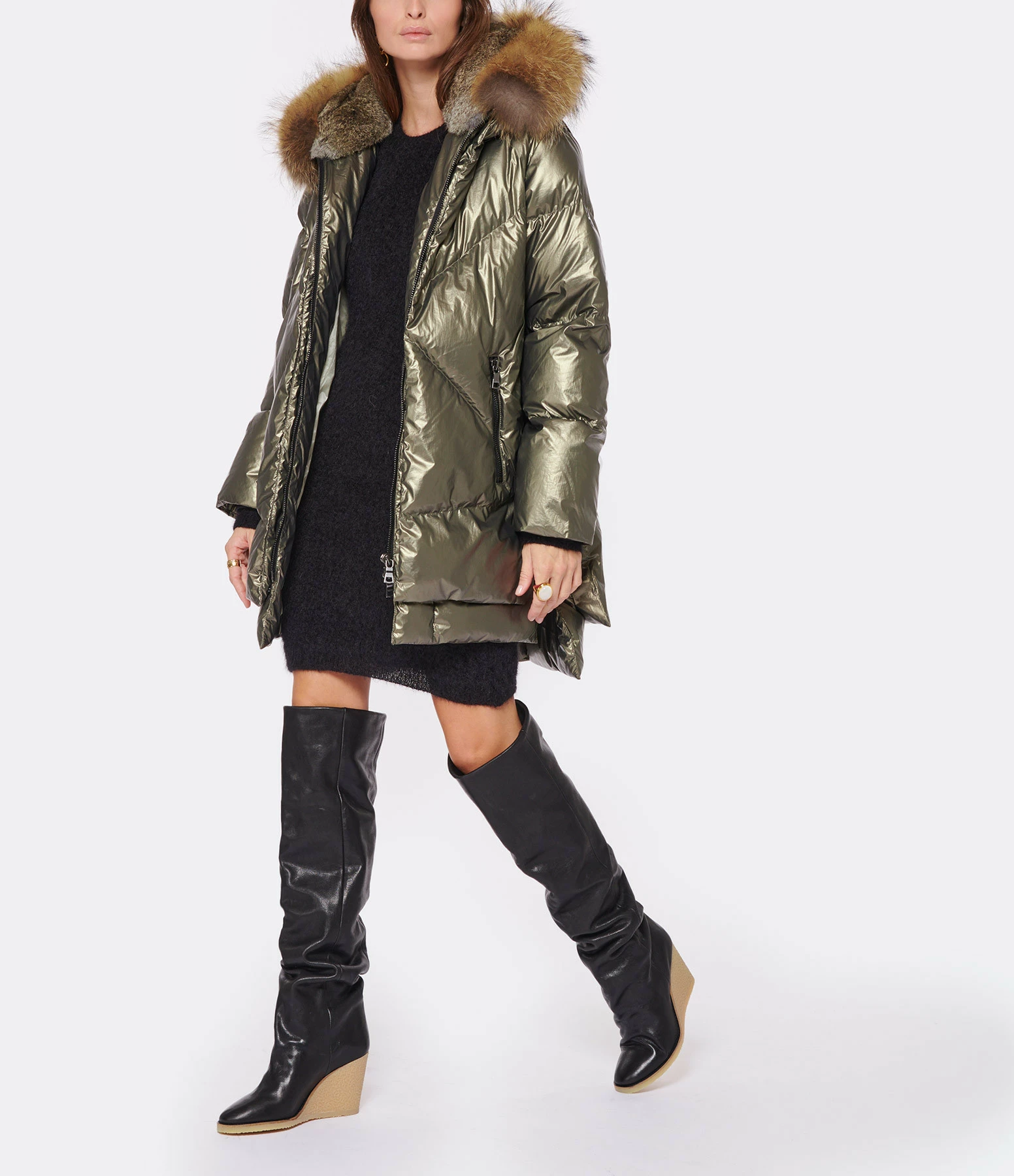 Le moins cher ???? BLONDE N°8 Doudoune Frost 515 Kaki Metallic Raccon ✨ 3 Le moins cher ???? BLONDE N°8 Doudoune Frost 515 Kaki Metallic Raccon ✨ – Image 3