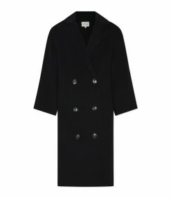 Coupon ✔️ LOULOU STUDIO Manteau Borneo Laine Cachemire Noir ✨