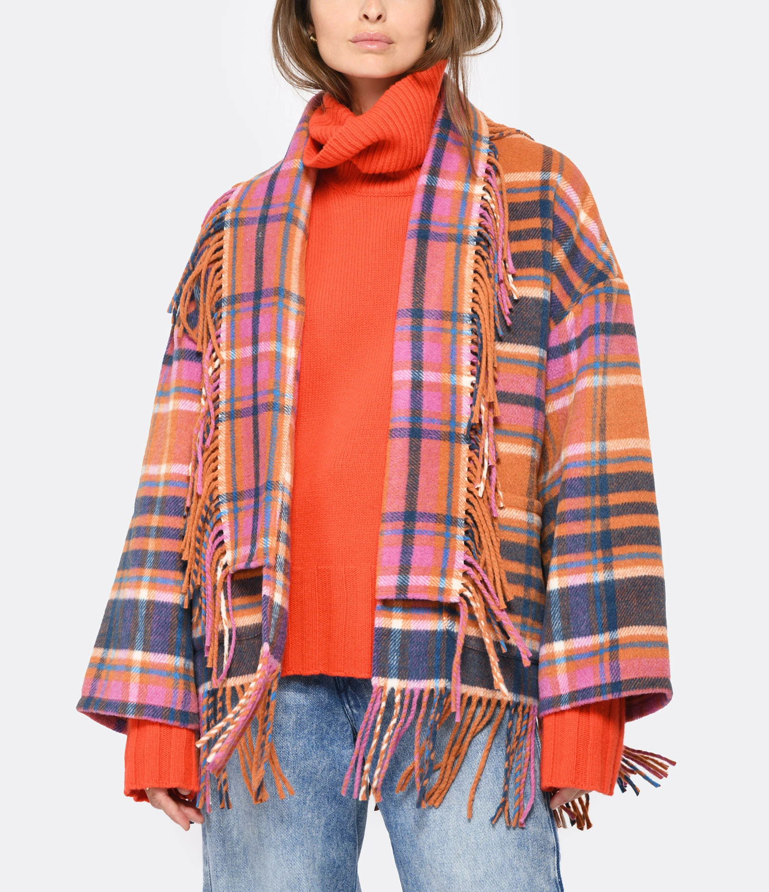 Nouveau ???? XIRENA Veste Austyn Carreaux Persimmon ???? 3 Nouveau ???? XIRENA Veste Austyn Carreaux Persimmon ???? – Image 3