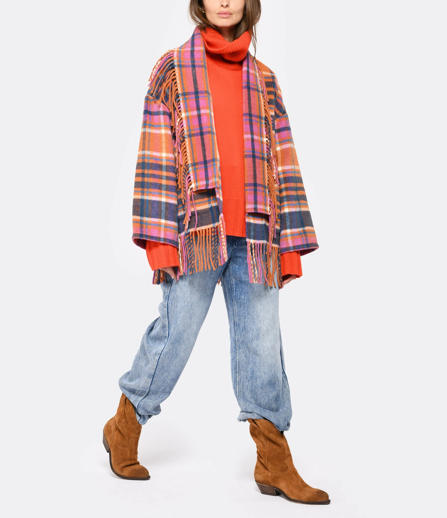 Nouveau ???? XIRENA Veste Austyn Carreaux Persimmon ???? 4 Nouveau ???? XIRENA Veste Austyn Carreaux Persimmon ???? – Image 4