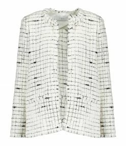 Sortie 😀 IRO Veste Dariot Laine Écru Noir 🔥