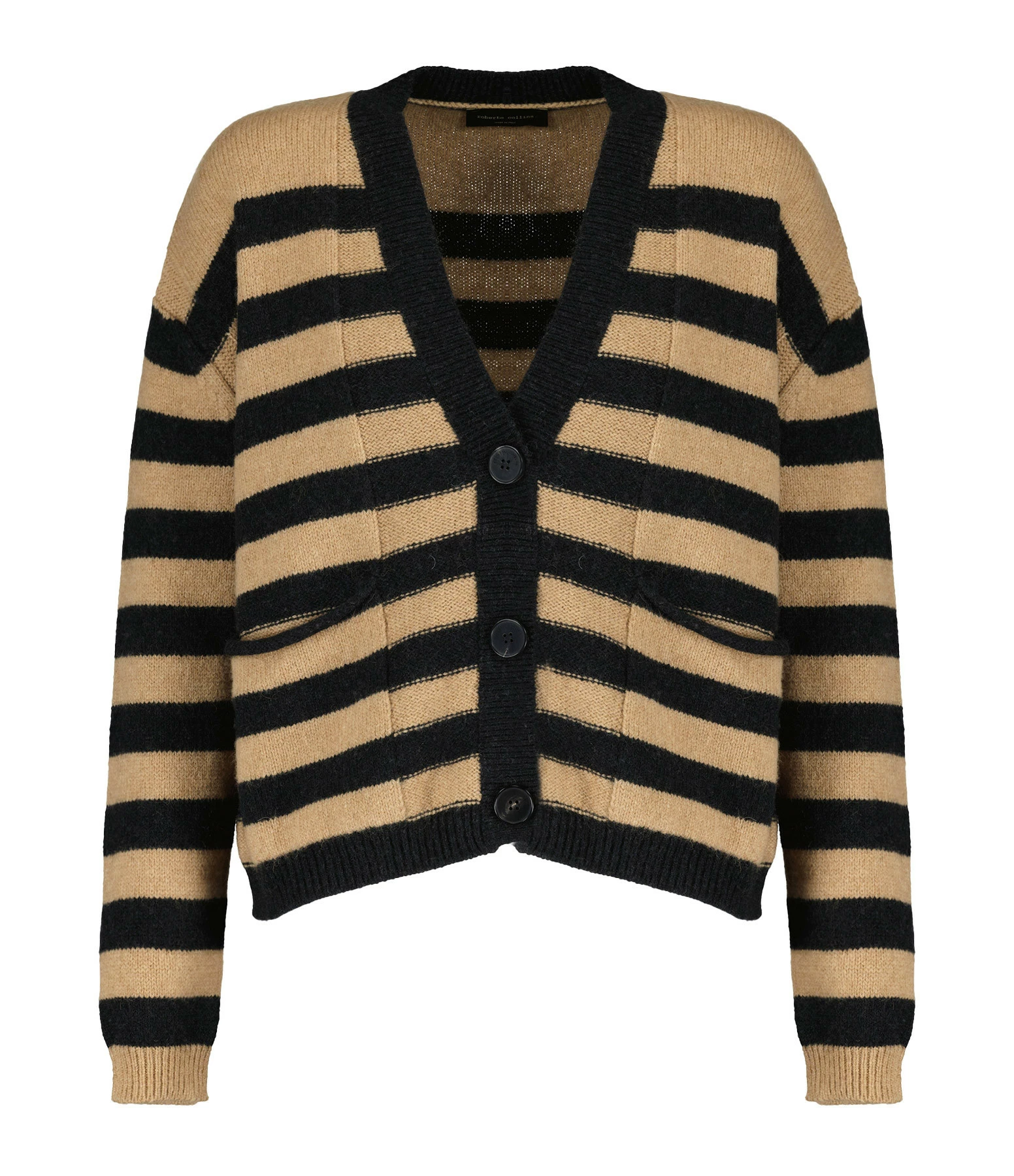 Tout neuf 👏 ROBERTO COLLINA Cardigan Rayures Noir Camel 😀 1 Tout neuf 👏 ROBERTO COLLINA Cardigan Rayures Noir Camel 😀