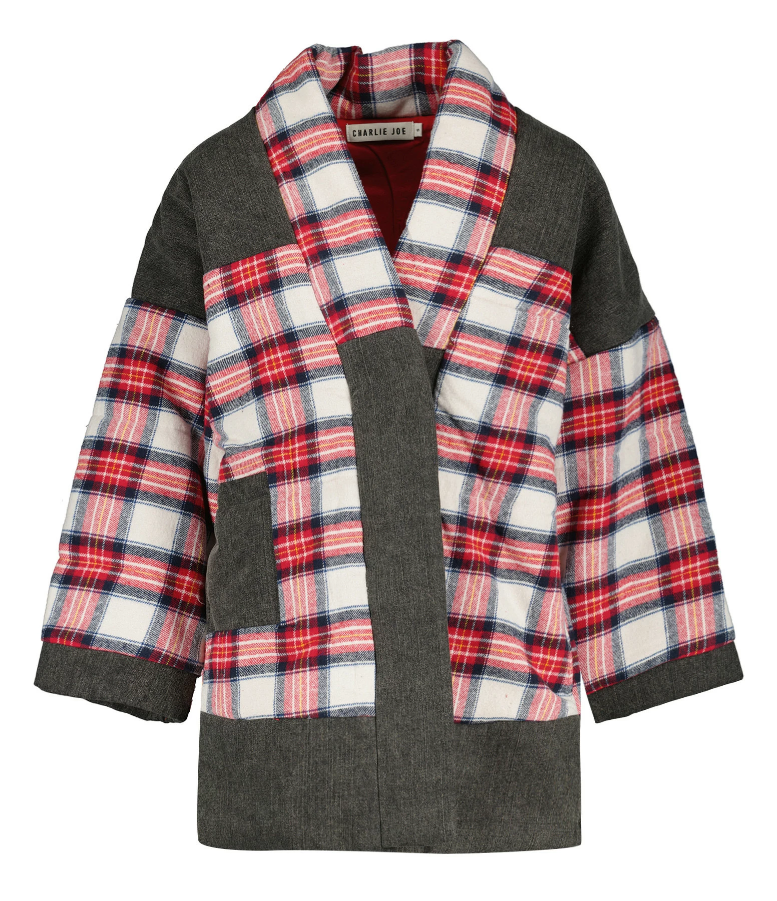 Promo ✨ CHARLIE JOE Veste Luck Coton Tartan Rouge ???? 1 Promo ✨ CHARLIE JOE Veste Luck Coton Tartan Rouge ????