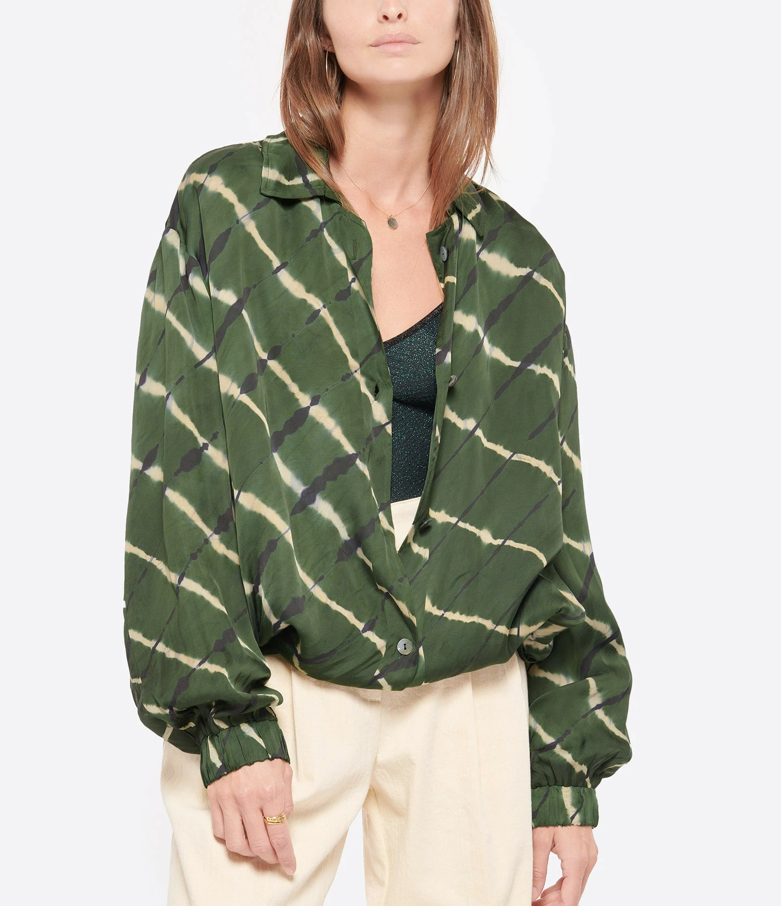 Remise 😀 NOUS Chemise Bomber Claire Vert 🎁 2 Remise 😀 NOUS Chemise Bomber Claire Vert 🎁 – Image 2