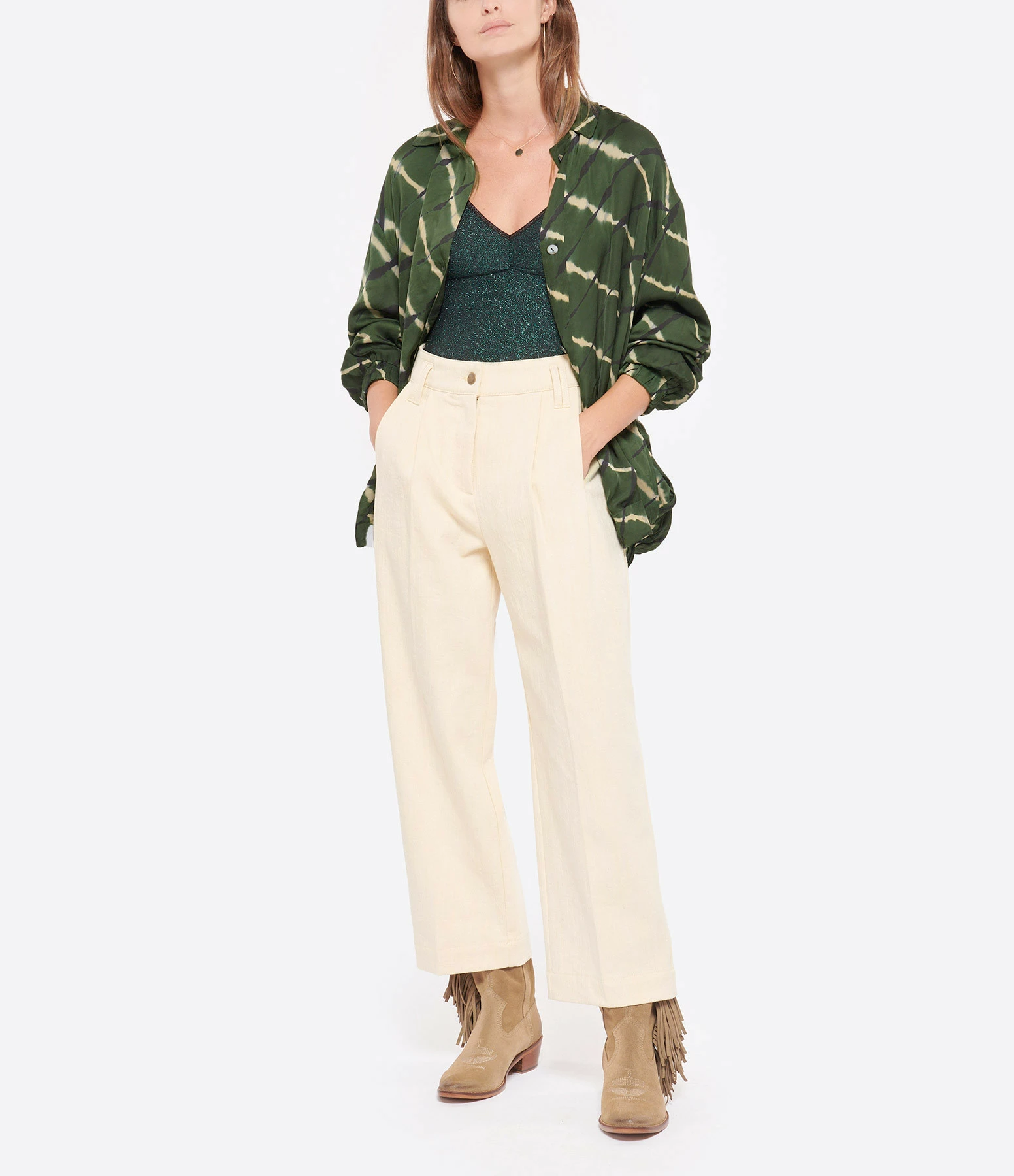 Remise 😀 NOUS Chemise Bomber Claire Vert 🎁 5 Remise 😀 NOUS Chemise Bomber Claire Vert 🎁 – Image 5