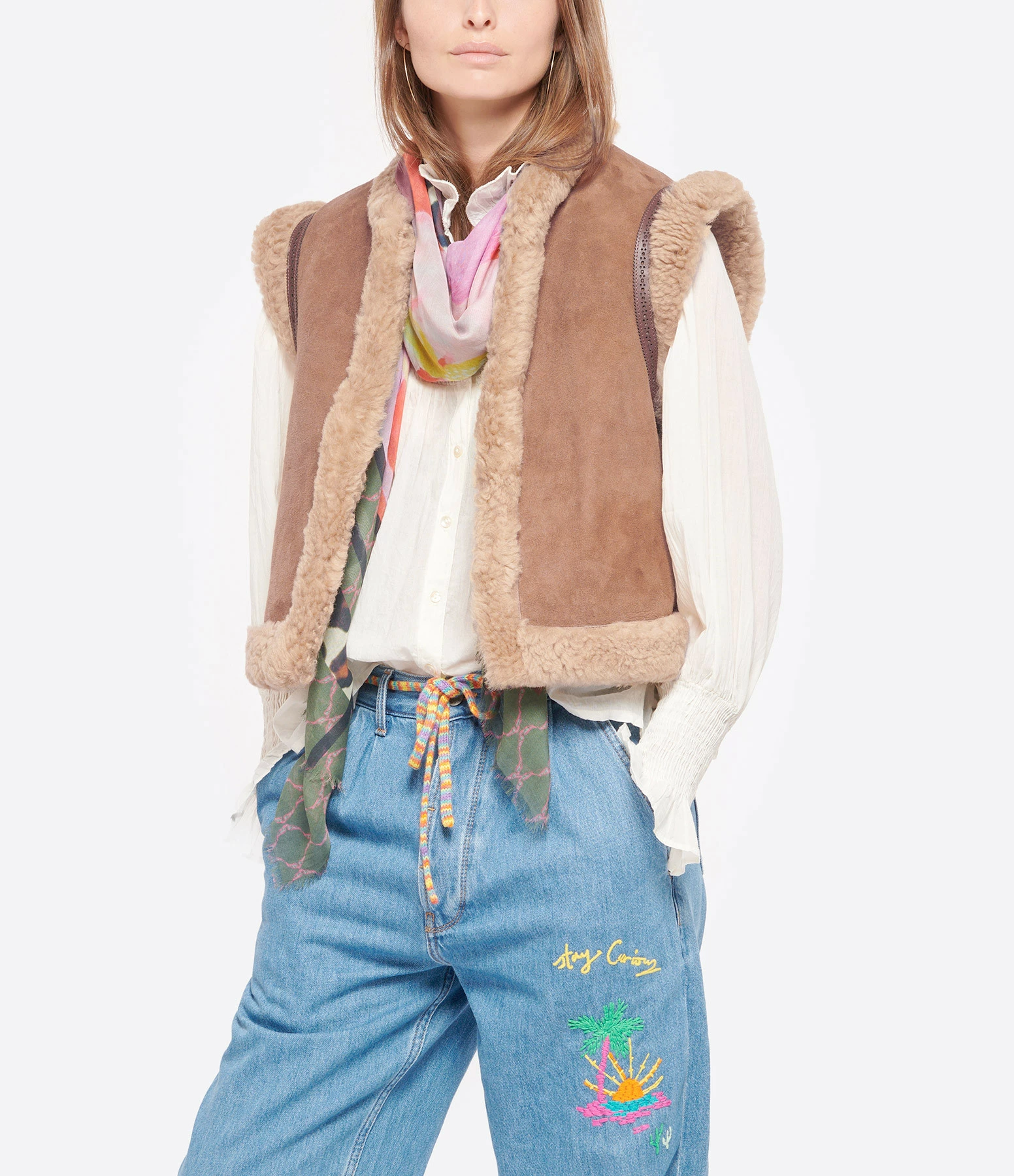 Nouveau ???? ANTIK BATIK Gilet Dimera Mouton Marron ???? 2 Nouveau ???? ANTIK BATIK Gilet Dimera Mouton Marron ???? – Image 2