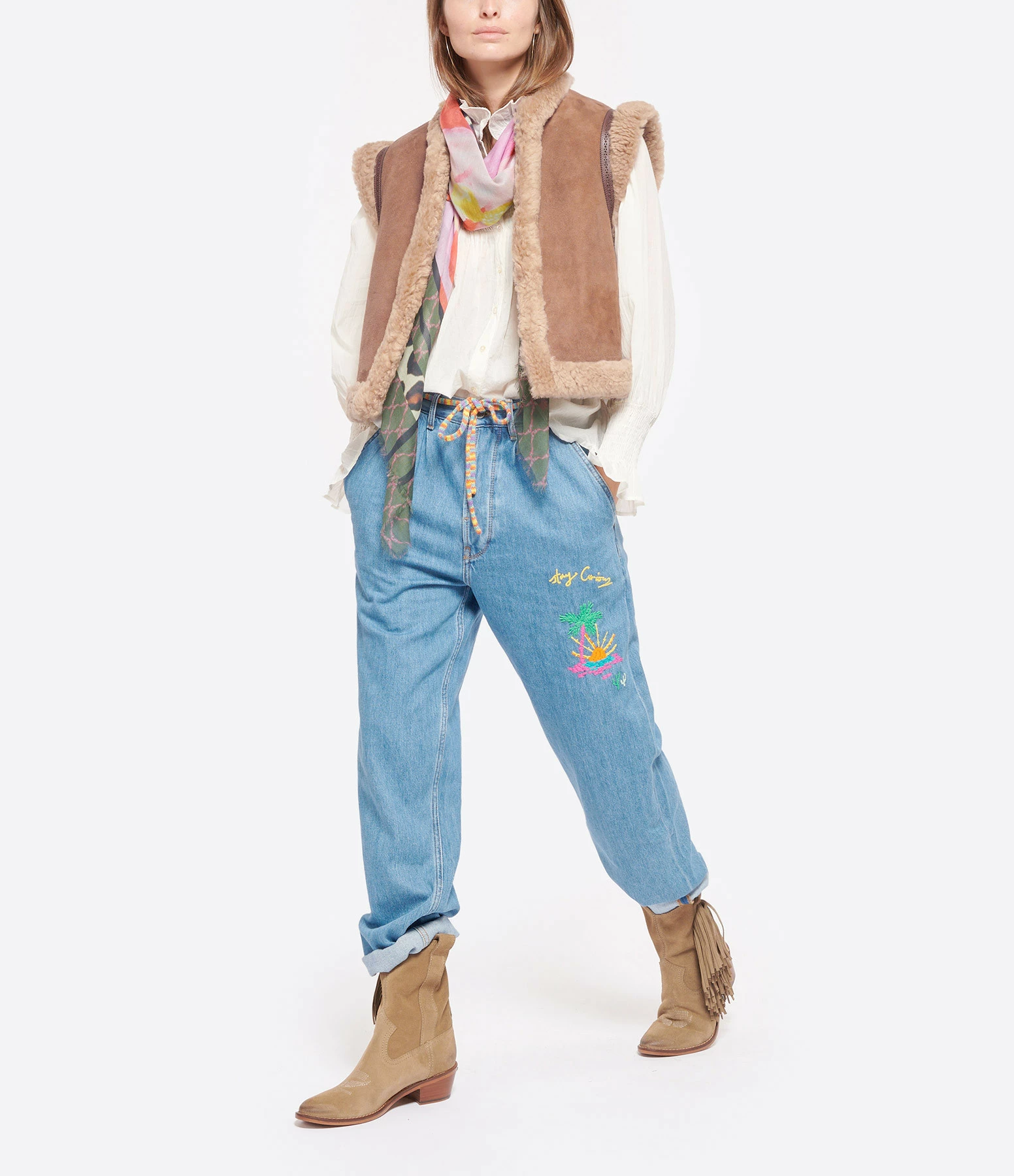 Nouveau ???? ANTIK BATIK Gilet Dimera Mouton Marron ???? 3 Nouveau ???? ANTIK BATIK Gilet Dimera Mouton Marron ???? – Image 3