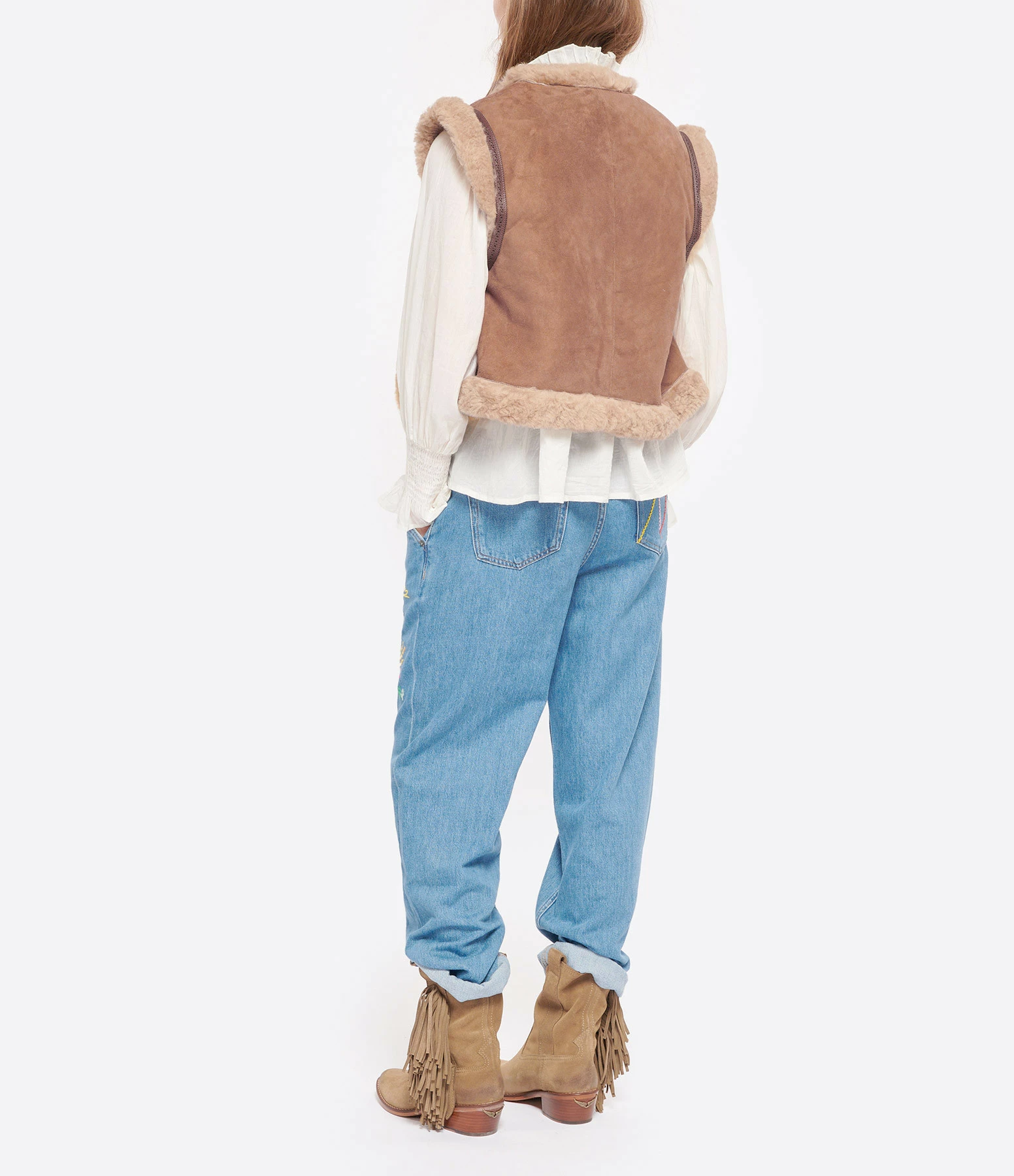 Nouveau ???? ANTIK BATIK Gilet Dimera Mouton Marron ???? 4 Nouveau ???? ANTIK BATIK Gilet Dimera Mouton Marron ???? – Image 4