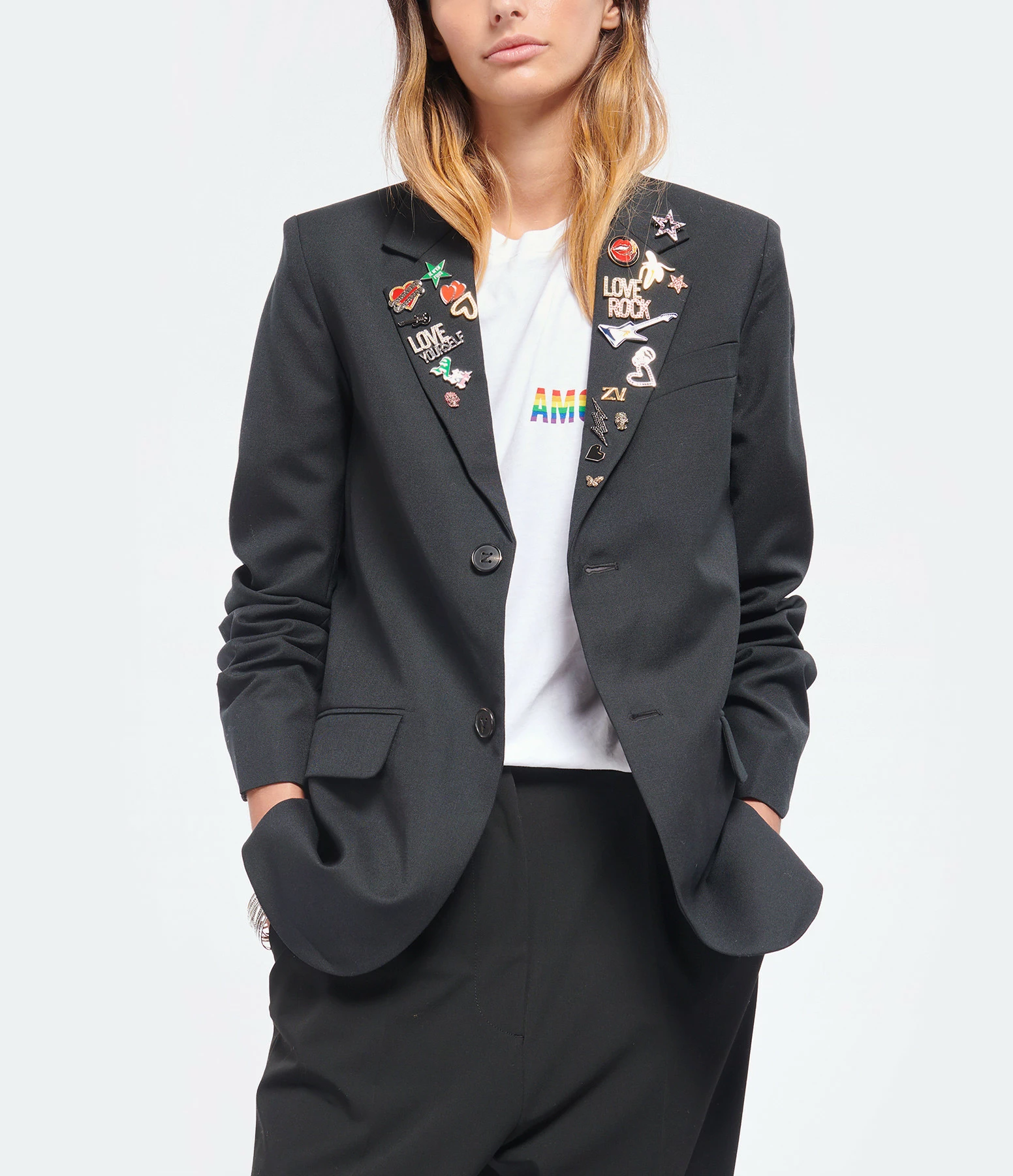 Remise ???? ZADIG & VOLTAIRE Veste Blazer Vanille Noir ???? 3 Remise ???? ZADIG & VOLTAIRE Veste Blazer Vanille Noir ???? – Image 3