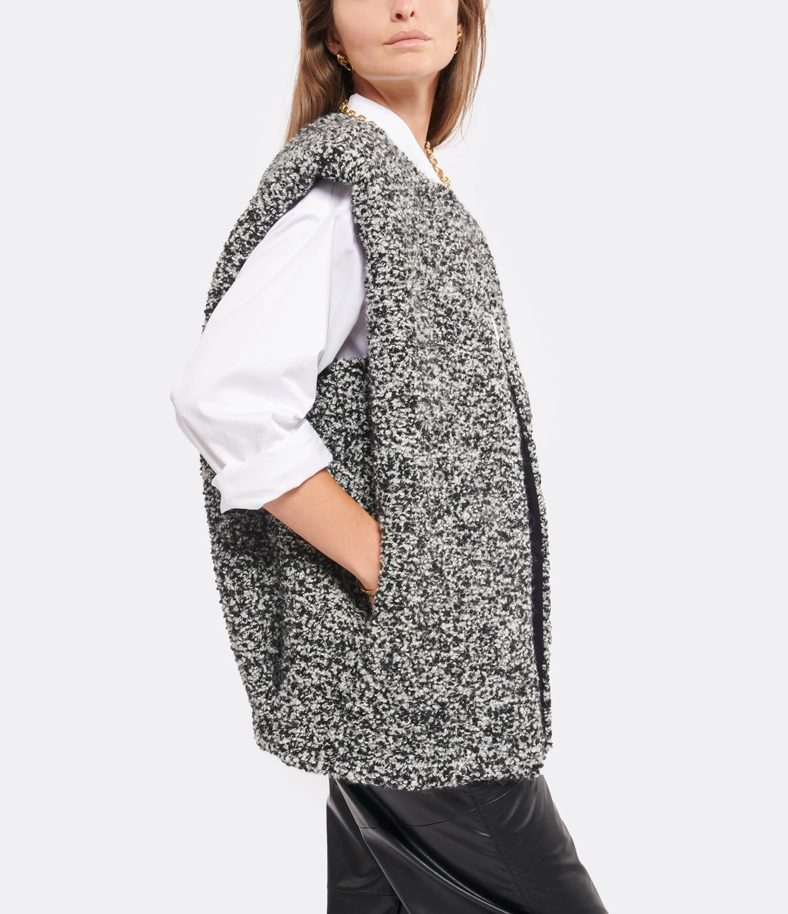 Meilleure affaire ???? ISABEL MARANT Veste Gwendalia Noir Écru ???? 3 Meilleure affaire ???? ISABEL MARANT Veste Gwendalia Noir Écru ???? – Image 3