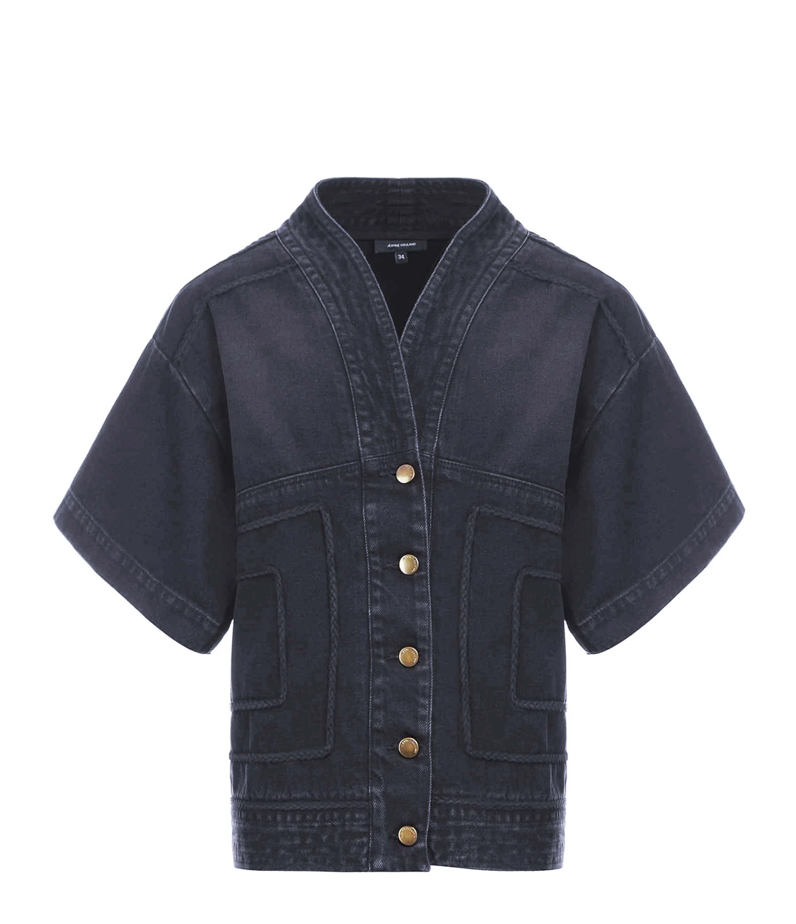 Promo 😍 JEANNE VOULAND Veste Folka Denim Gris 🔔 1 Promo 😍 JEANNE VOULAND Veste Folka Denim Gris 🔔
