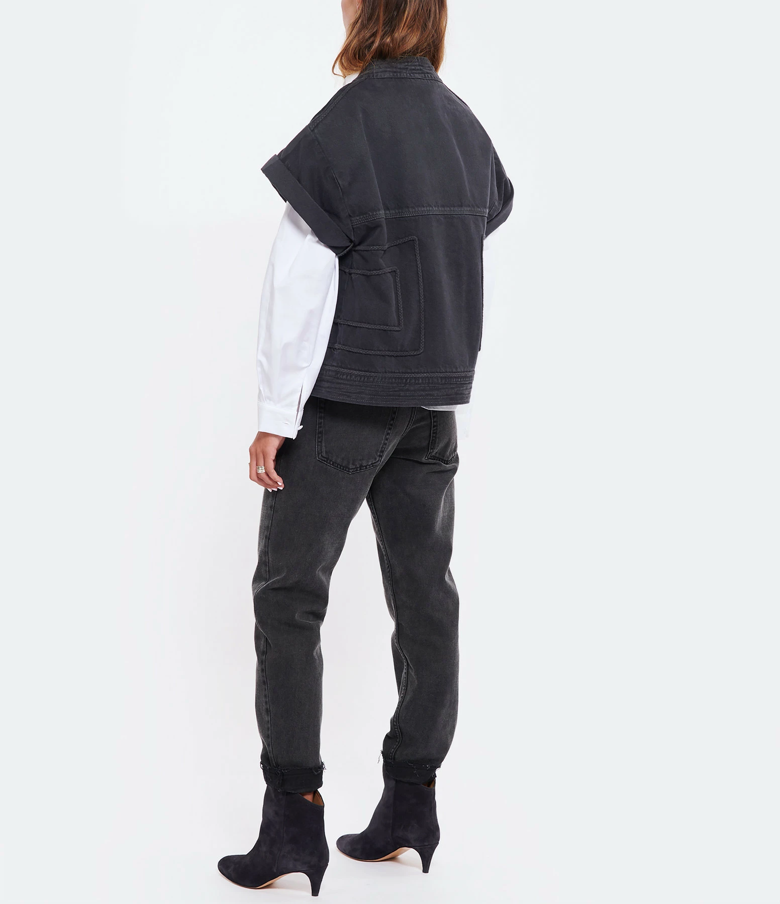 Promo 😍 JEANNE VOULAND Veste Folka Denim Gris 🔔 6 Promo 😍 JEANNE VOULAND Veste Folka Denim Gris 🔔 – Image 6